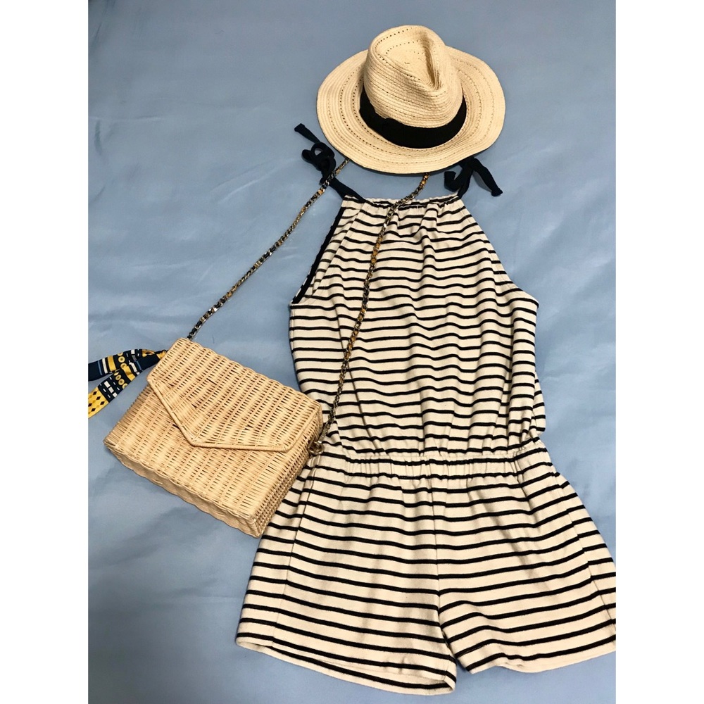 Madewell Stripes Romper With Tie Straps
